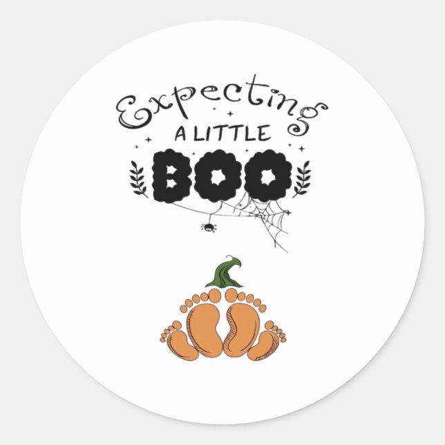 Halloween Pregnancy Mum To Be Expecting Little Boo Classic Round Sticker (Front)