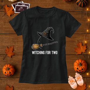 Halloween Pregnancy Pregnant Witching For Two T-Shirt