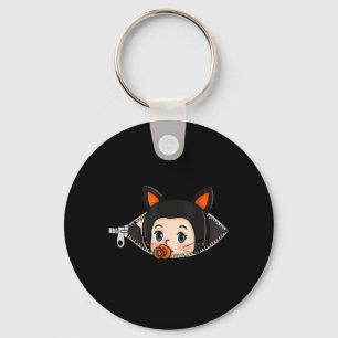 Halloween Pregnancy Shirt - Black Cat Ears Baby Key Ring