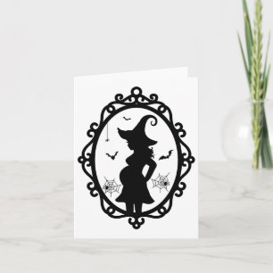Halloween Pregnant Witch And Mirror Witch Costume Card