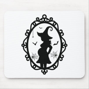 Halloween Pregnant Witch And Mirror Witch Costume  Mouse Mat