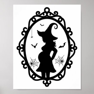 Halloween Pregnant Witch And Mirror Witch Costume Poster