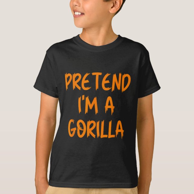 Halloween Pretend I'm A Gorilla Costume Lazy Kids  T-Shirt (Front)