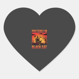 Halloween Pretend I'm Black Cat Haunted House Grap Heart Sticker