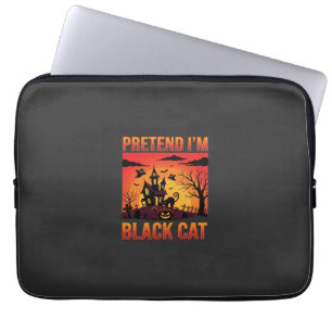 Halloween Pretend I'm Black Cat Haunted House Grap Laptop Sleeve