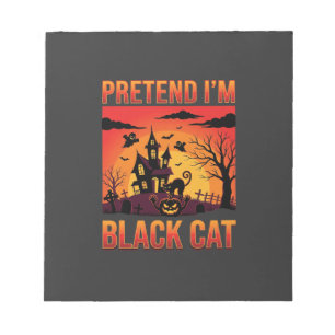 Halloween Pretend I'm Black Cat Haunted House Grap Notepad