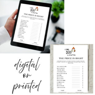 Halloween Price is Right Baby Shower Game Card