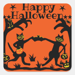 Halloween primitive cat stickers