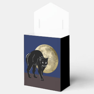 Halloween Prowling Black Cat On A Full Moon Night Favour Box