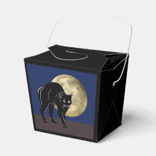 Halloween Prowling Black Cat On A Full Moon Night Favour Box