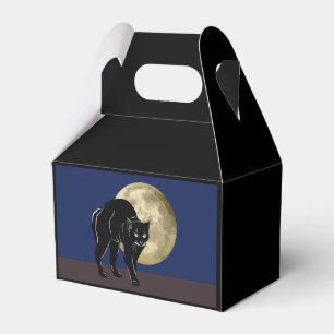 Halloween Prowling Black Cat On A Full Moon Night Favour Box