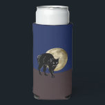 Halloween Prowling Black Cat On A Full Moon Night Seltzer Can Cooler<br><div class="desc">Seltzer Can Cooler Koozie Sleeve printed with a Halloween Prowling Black Cat On A Full Moon Night hand drawn graphic artwork drawing design illustration by TheFabricSeal print on demand shop at Zazzle.com #ZazzleMade ©️Original. https://www.zazzle.com/store/thefabricseal This Halloween classic looking vintage yet modern contemporary style art piece features a creamy golden yellow...</div>