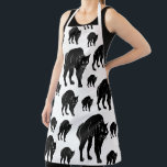 Halloween Prowling Black Cat Silhouette Drawing Apron<br><div class="desc">Apron adult size all over print style printed with a Halloween Prowling Black Cat Silhouette Drawing hand drawn graphic artwork drawing design illustration by TheFabricSeal print on demand shop at Zazzle.com #ZazzleMade ©️Original. https://www.zazzle.com/store/thefabricseal This Halloween classic looking vintage yet modern contemporary simple minimalist style art piece features a spooky black...</div>
