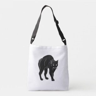 Halloween Prowling Black Cat Silhouette Drawing Crossbody Bag