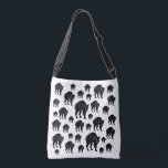 Halloween Prowling Black Cat Silhouette Drawing Crossbody Bag<br><div class="desc">Cross Body Storage Tote Bag all over print style fashion statement accessory printed with a Halloween Prowling Black Cat Silhouette Drawing hand drawn graphic artwork drawing design illustration by TheFabricSeal print on demand shop at Zazzle.com #ZazzleMade ©️Original. https://www.zazzle.com/store/thefabricseal This Halloween classic looking vintage yet modern contemporary simple minimalist style art...</div>