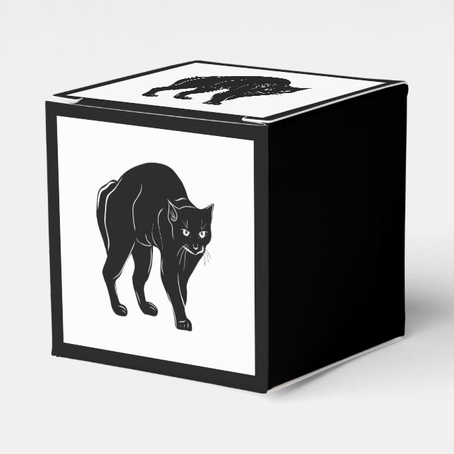 Halloween Prowling Black Cat Silhouette Drawing Favour Box (Front Side)