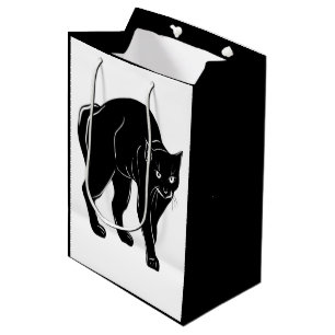 Halloween Prowling Black Cat Silhouette Drawing Medium Gift Bag