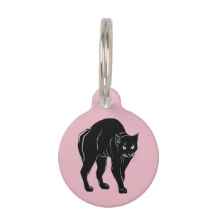 Halloween Prowling Black Cat Silhouette Drawing Pe Pet Tag
