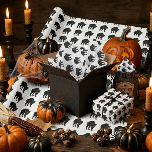 Halloween Prowling Black Cat Silhouette Drawing Tissue Paper