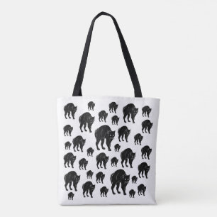 Halloween Prowling Black Cat Silhouette Drawing Tote Bag