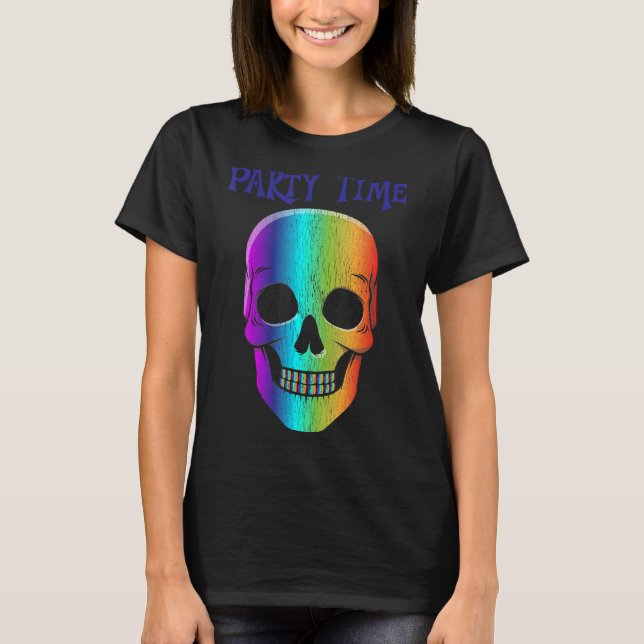 Halloween Psychedelic skull mask Halloween costume T-Shirt (Front)