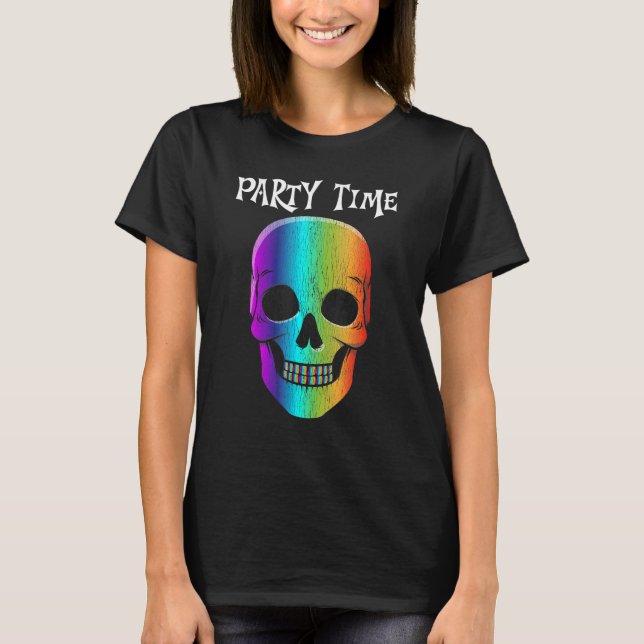 Halloween Psychedelic skull mask Halloween costume T-Shirt (Front)