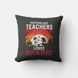 Halloween Psychology Teacher Loves Brains Horror Cushion