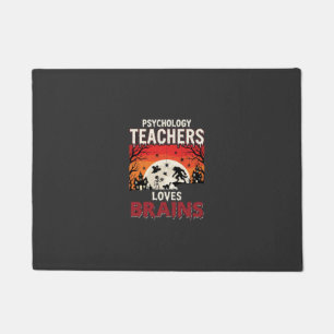 Halloween Psychology Teacher Loves Brains Horror Doormat