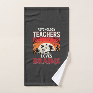 Halloween Psychology Teacher Loves Brains Horror Hand Towel