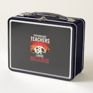 Halloween Psychology Teacher Loves Brains Horror Metal Lunch Box