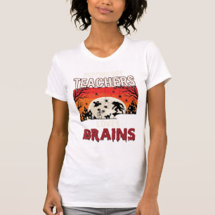 Halloween Psychology Teacher Loves Brains Horror T-Shirt