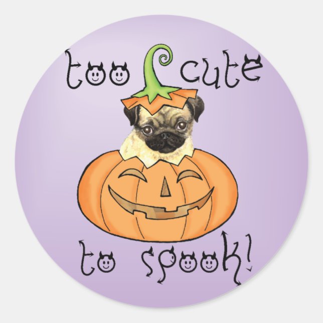 Halloween Pug Classic Round Sticker (Front)