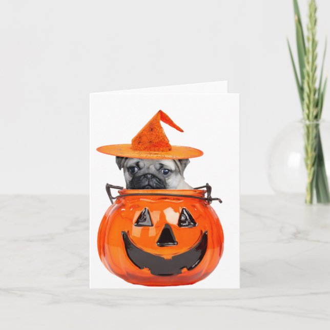 Halloween pug dog card (Front)