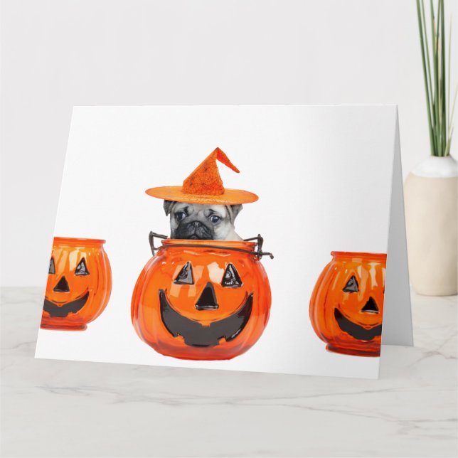 Halloween pug dog card (Front)
