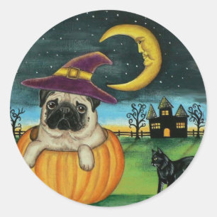 Halloween Pug Dog Stickers
