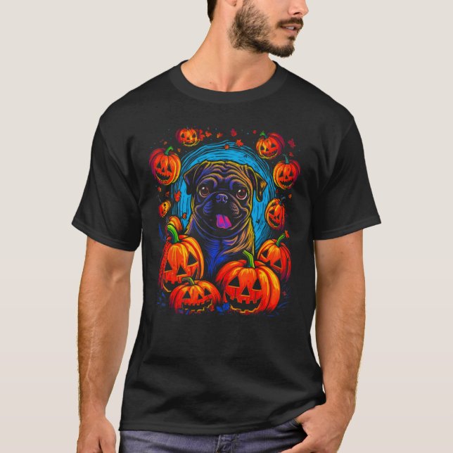 Halloween Pug Dog T-Shirt (Front)