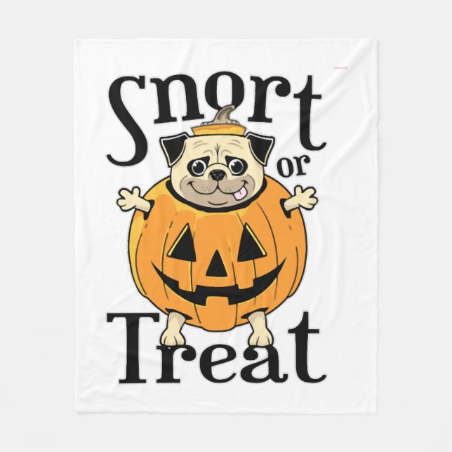 Halloween Pug Fleece Blanket (Front)