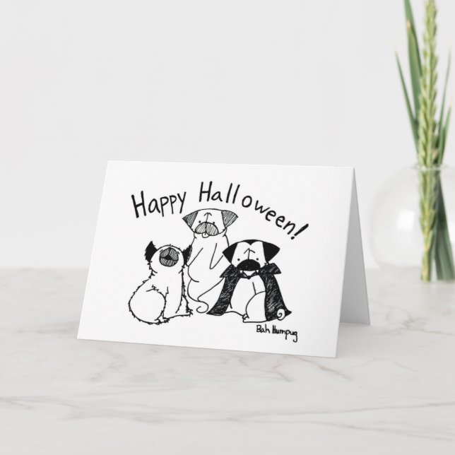 Halloween Pug Monsters Card (Front)