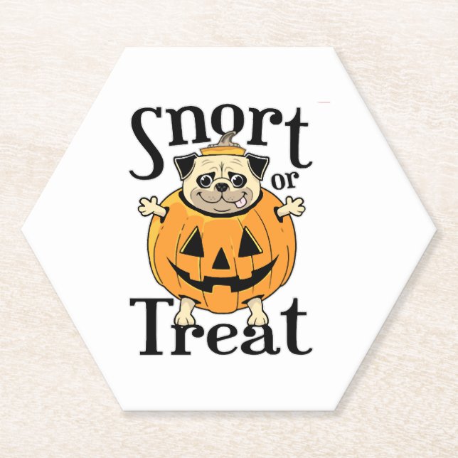 Halloween Pug Paper Coaster (Front)