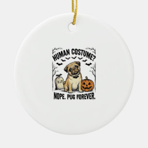 Halloween Pug Shirt Vintage Funny Dog Costume Art_ Ceramic Tree Decoration
