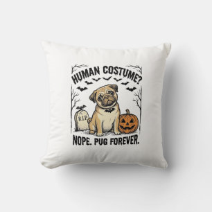 Halloween Pug Shirt Vintage Funny Dog Costume Art_ Cushion
