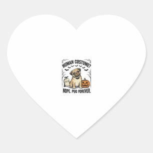 Halloween Pug Shirt Vintage Funny Dog Costume Art_ Heart Sticker