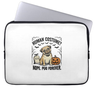 Halloween Pug Shirt Vintage Funny Dog Costume Art_ Laptop Sleeve