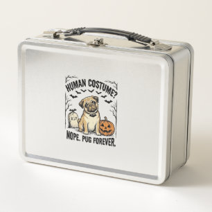 Halloween Pug Shirt Vintage Funny Dog Costume Art_ Metal Lunch Box