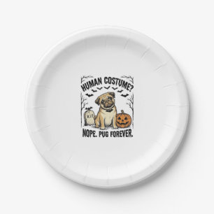Halloween Pug Shirt Vintage Funny Dog Costume Art_ Paper Plate