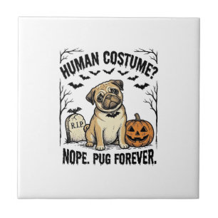 Halloween Pug Shirt Vintage Funny Dog Costume Art_ Tile