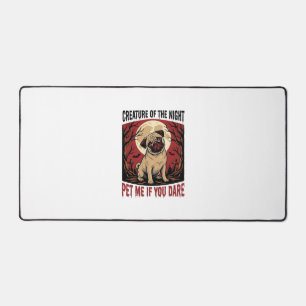 Halloween Pug Shirt with Spooky Graveyard Vintage Desk Mat