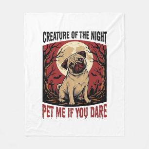 Halloween Pug Shirt with Spooky Graveyard Vintage Fleece Blanket