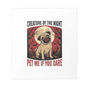 Halloween Pug Shirt with Spooky Graveyard Vintage Notepad