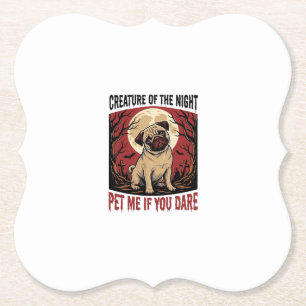 Halloween Pug Shirt with Spooky Graveyard Vintage Paper Coaster